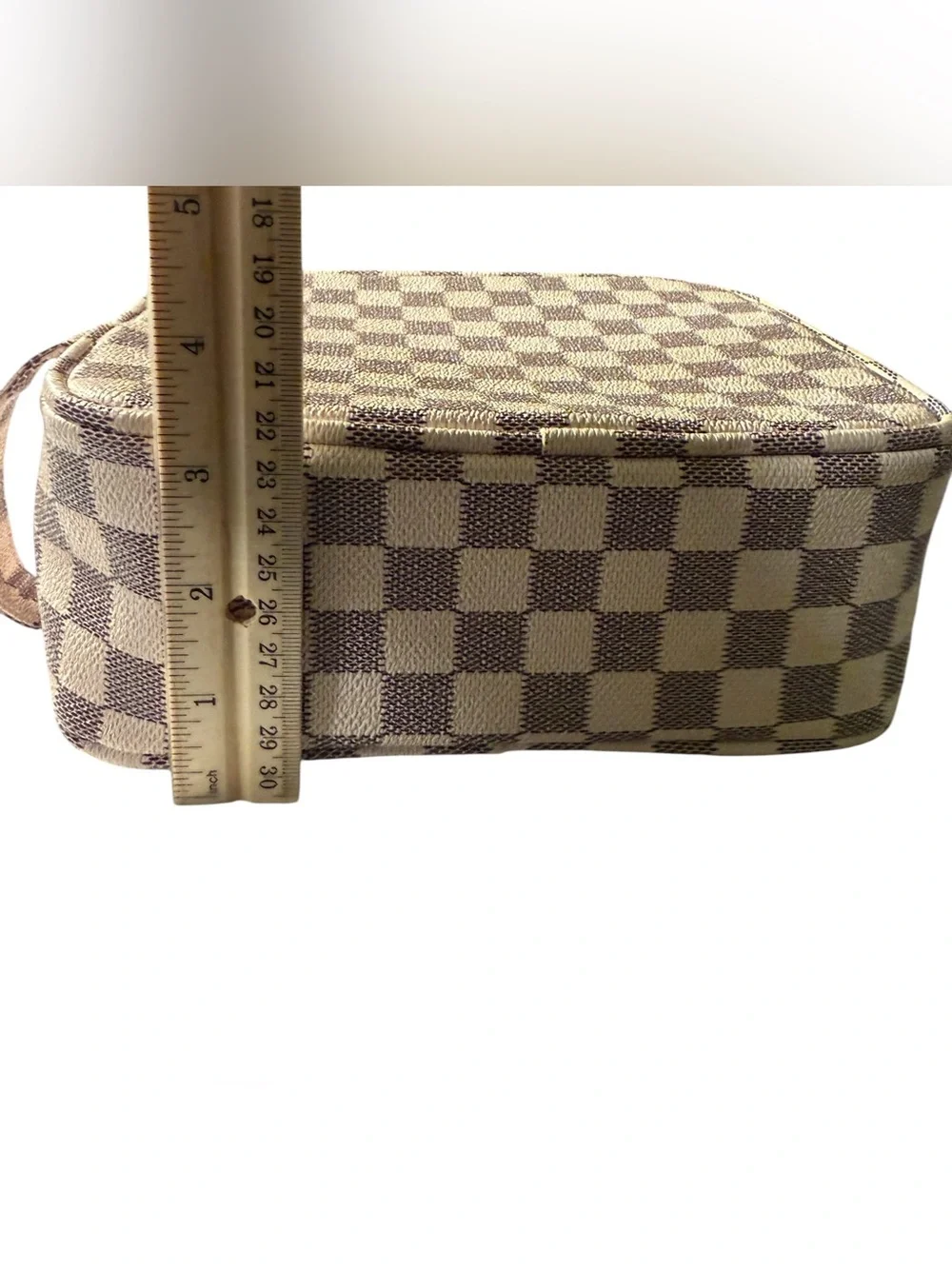 Designer Inspired Checkered Cosmetic Makeup Travel Bag Pouch Daisy Rose
